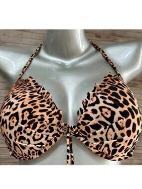 NWT Victorias Secret Full Coverage Fabulous Push Up Halter Swim Bikini Top 34C
